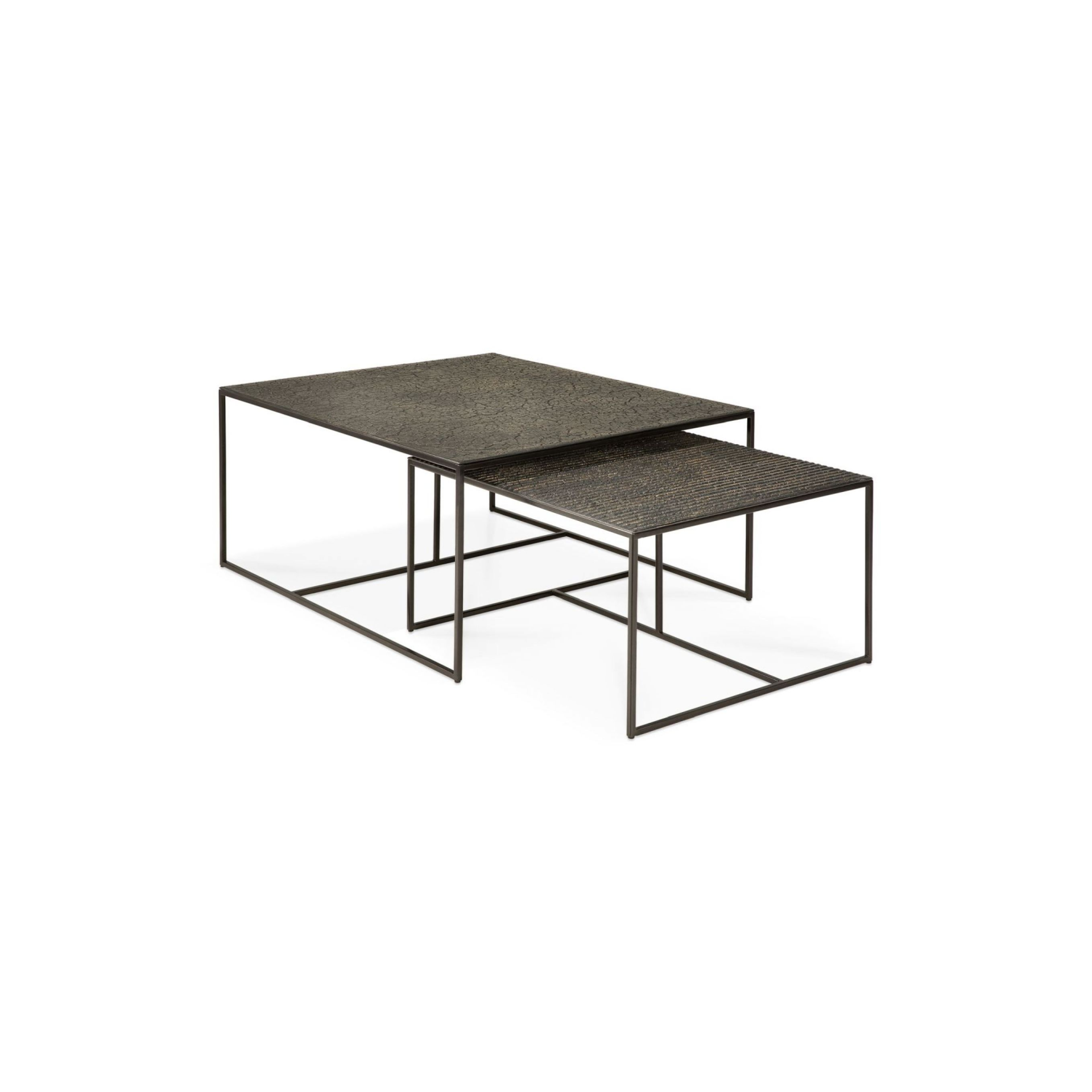 Ethnicraft PENTAGON Couchtisch | Nesting Minerals Whiskey - Set aus 2 - 80 × 68 × 36 cm