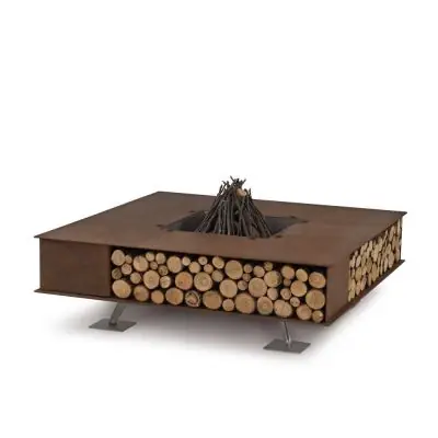 Ak47 Toast fire pit in oxidised steel 160×160 cm