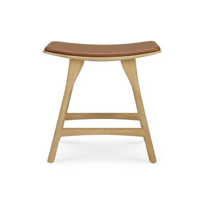Ethnicraft OSSO Hocker | Eiche | Lederpolster