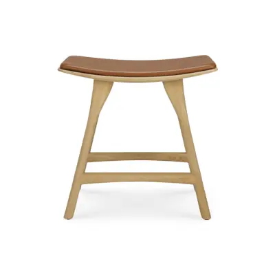 Ethnicraft OSSO tabouret | chêne | assise en cuir