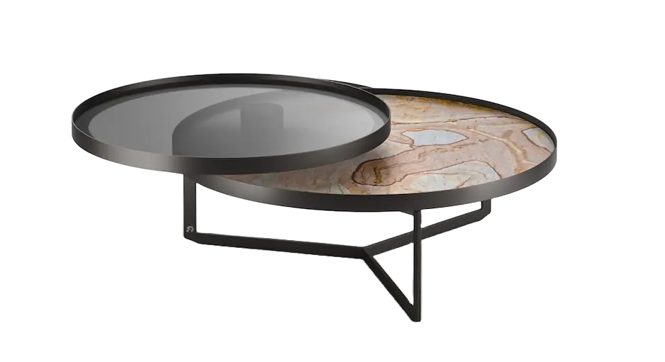 DRAENERT NEBRA table basse pierre naturelle/verre • différentes tailles