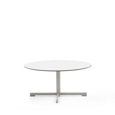 Varaschin Summer Set table basse H 43 • Ø 80 cm avec plateau HPL ou marbre
