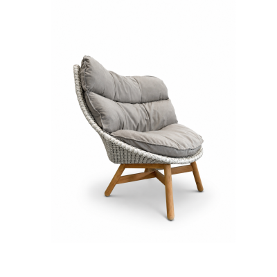 DEDON MBRACE Loungesessel Hochlehner • Teakholzgestell | 15% Outletrabatt - Sea salt