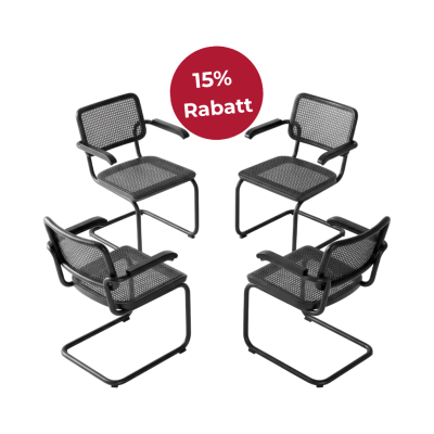 THONET Freischwinger 4-er Set mit Armlehne | S 64 V Dark Melange | 15% Rabatt