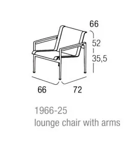 Knoll Studio 1966 Collection Lounge Chair with Arms technische Zeichnung mit Maßen 66x72x66x52x35.5 cm ohne Hintergrund