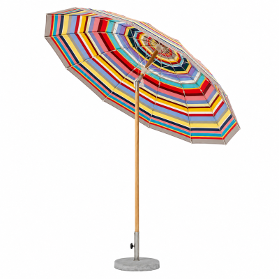 Weishäupl Pagodenschirm Acryltuch Multicolor Stamm Holz Streben Weiß Flaschenzug & Knick 240 cm - Express Lieferung 
