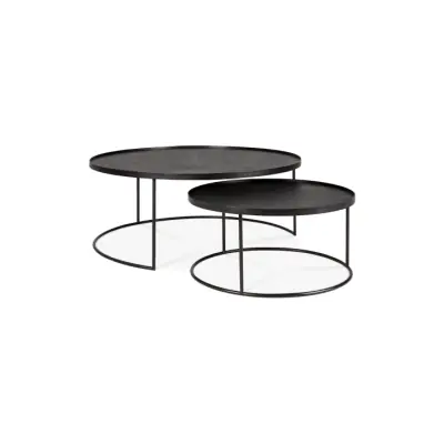 Ethnicraft table basse à plateau | ronde - lot de 2