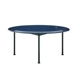 B&B Italia Borea Beistelltisch kleiner Tisch 88 cm mit rundem blauen Tischplatte und schwarzen Beinen ohne Hintergrund