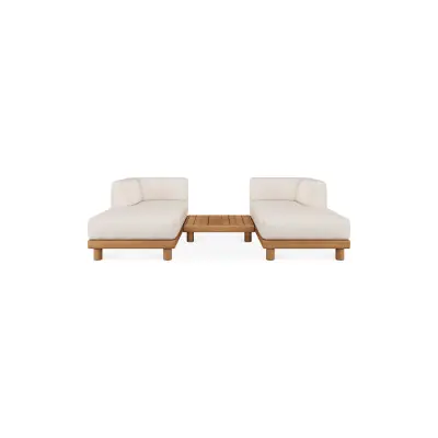 Ethnicraft MONOCLE ensemble de canapés modulaire outdoor | 2 daybeds + table basse