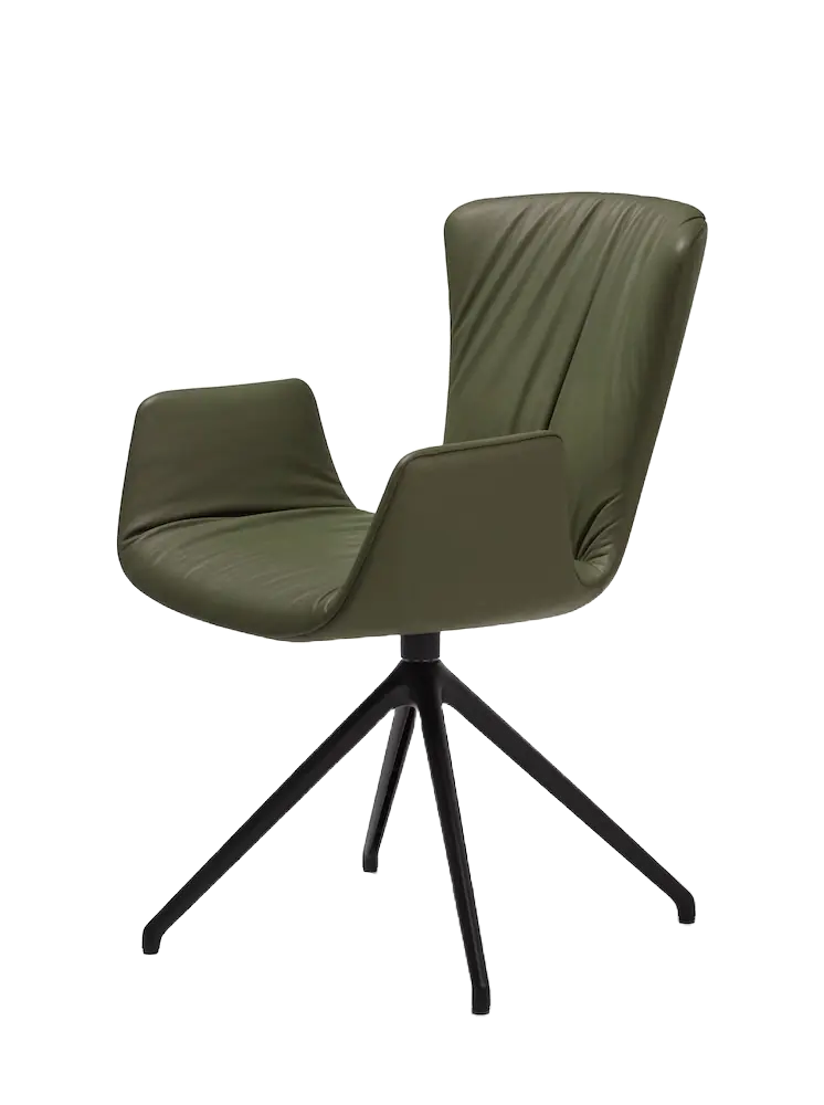 DRAENERT DEXTER chaise coque cuir/tissu • piètement étoilé • pivotante • différentes tailles